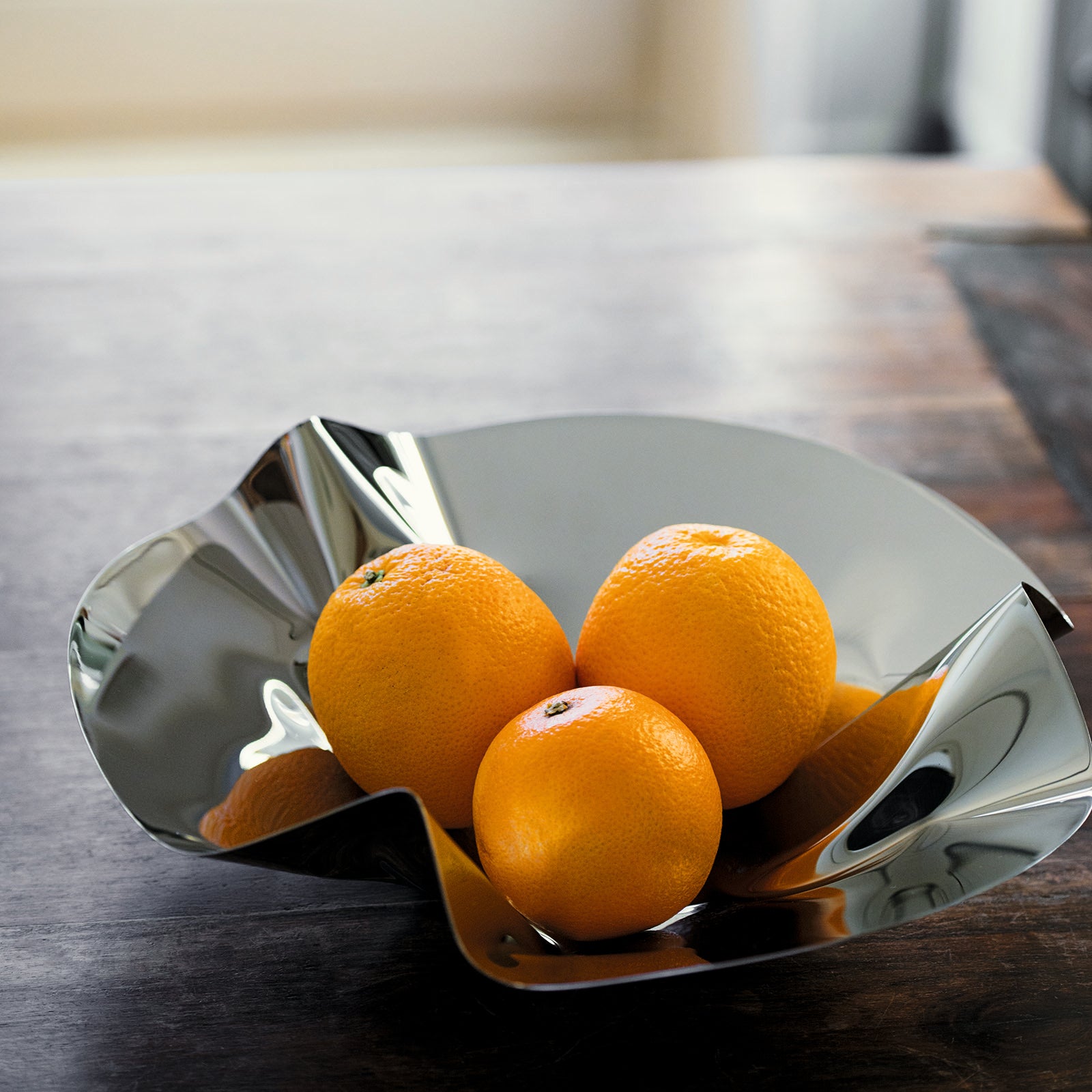 Schale "Meereswellen", handgeformt, Edelstahl