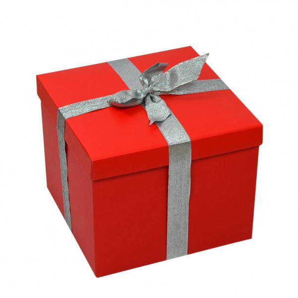 Geschenk-Karton mit Schleife, Größe M, rot