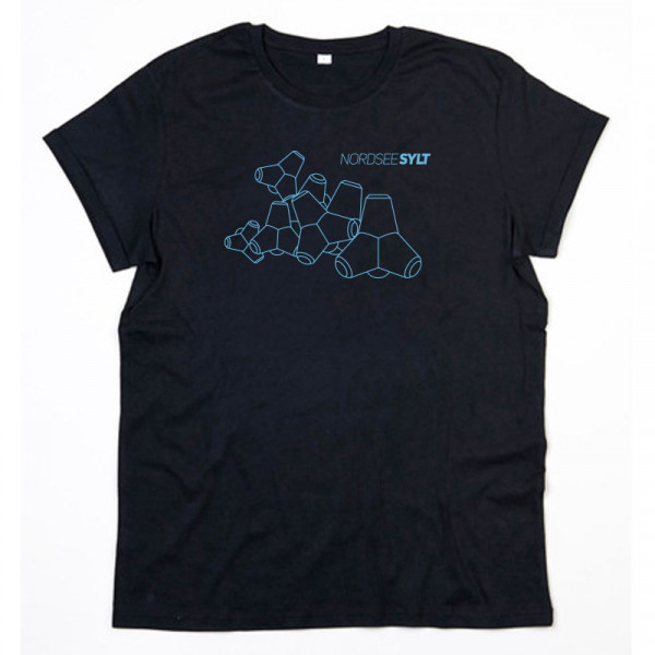 T-Shirt "Sylt Tetrapoden Kontur" für Herren, schwarz